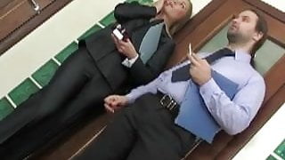 Co-worker Quick Smoke and Anal Break