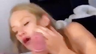 Giving blowjob and getting fucked hard